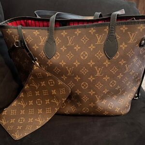 Louis Vuitton Brown Monogram Tote with Red Lining